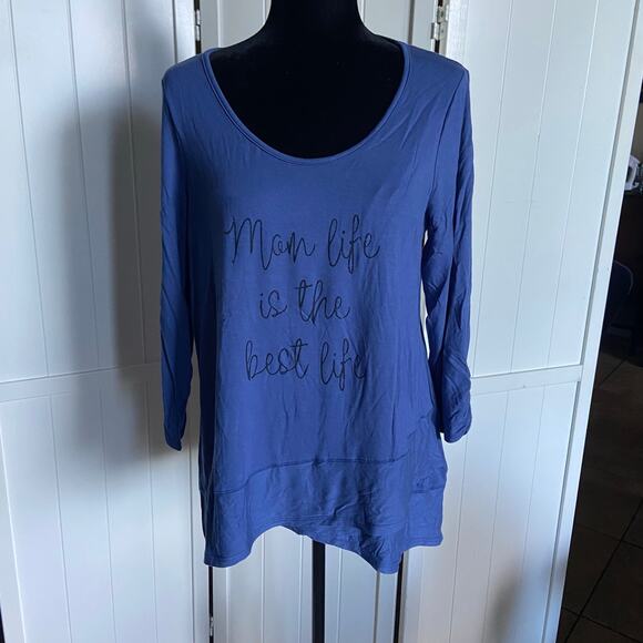 Zip Code Womens‎ Top Size PXL Blue Tunic Mom Life is the Best Life Petite XL NEW - Picture 5 of 5